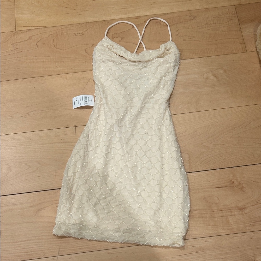 Elegant Cream Spaghetti Strap Dress